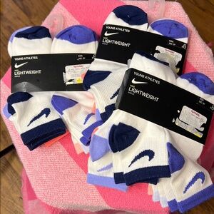 Nike Kids Athletic Ankle Socks - White and Blue 3-6pks